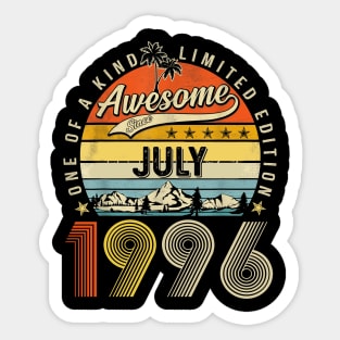 Awesome Since July 1996 Vintage 27th Birthday Sticker